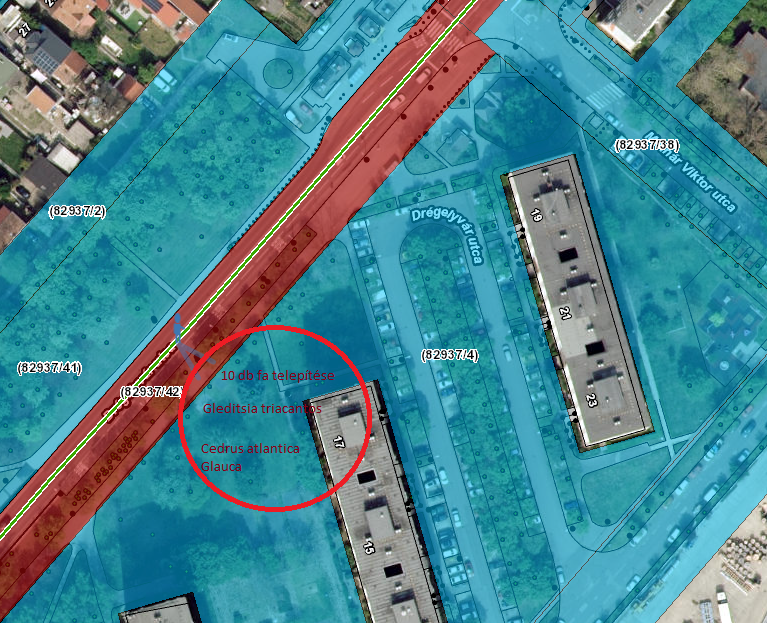 Drégelyvár utca 17. környéki parksáv