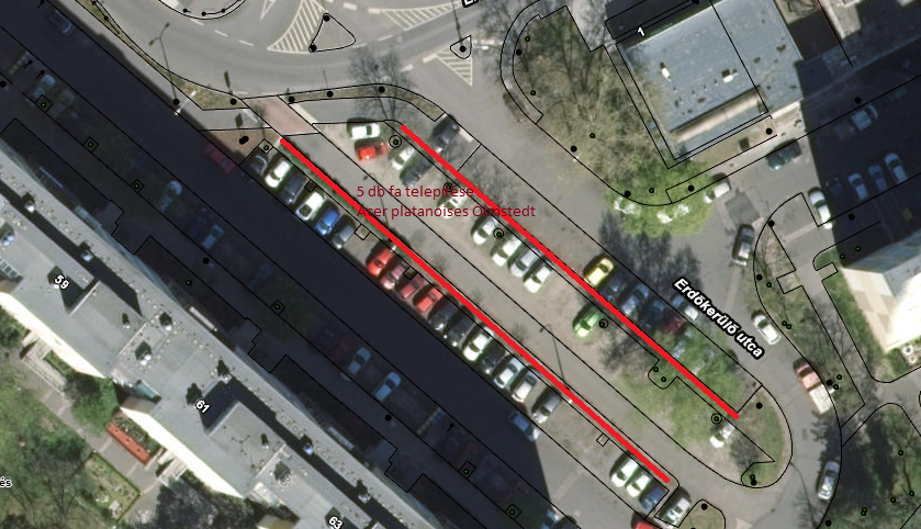 Zsókavár utca – Erdőkerülő utca találkozásánál lévő parkoló