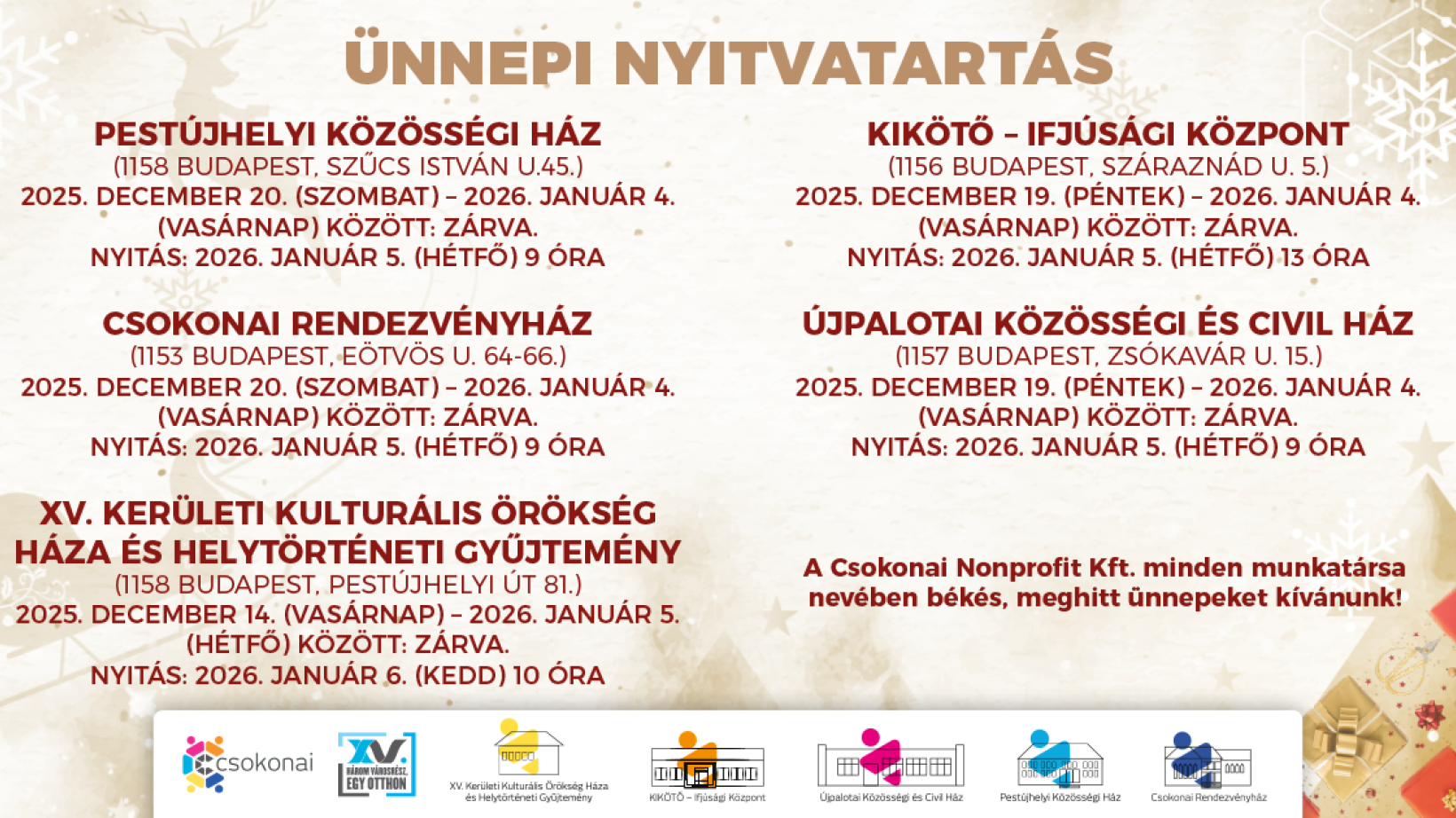 Csokonai nyitvatartás