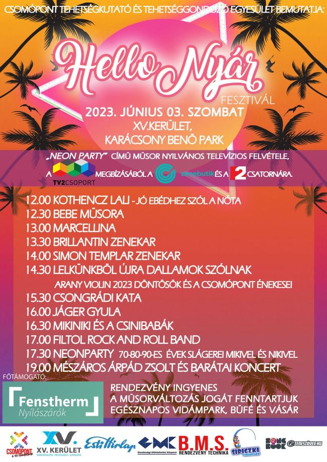 Helló Nyár Fesztivál 2023 program
