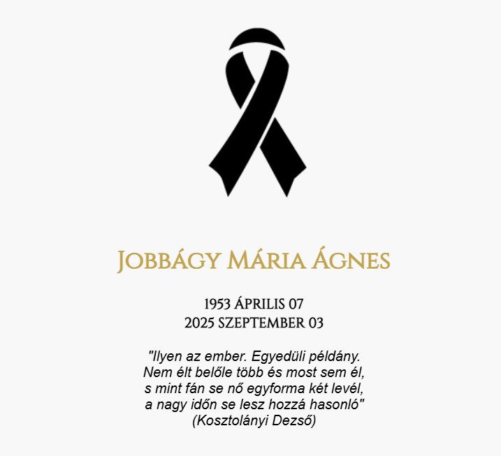 Jobbágy Mária gyászjelentése