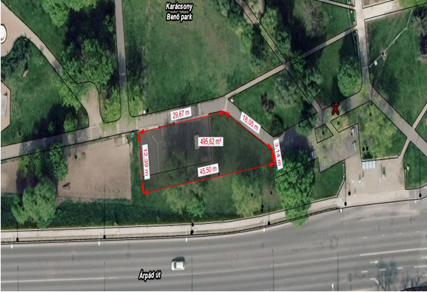 A Karácsony Benő park felújítási területe