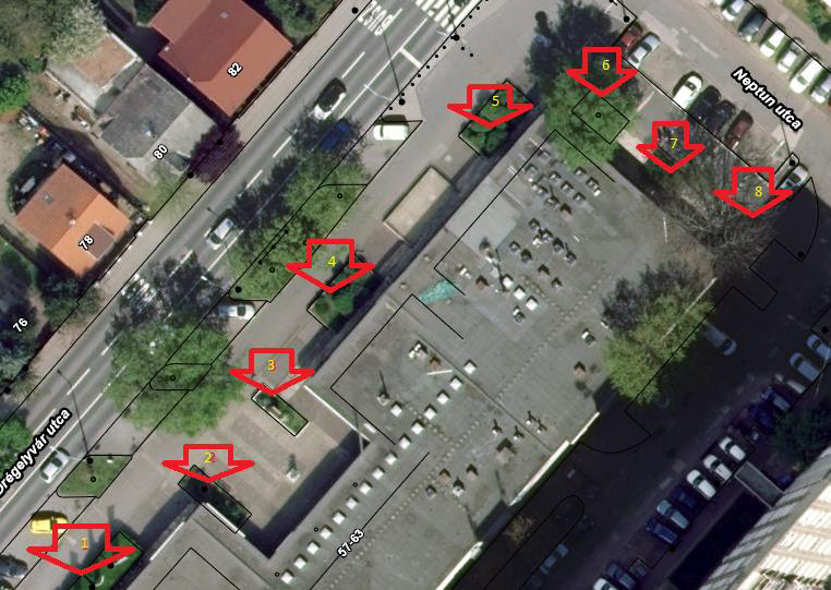 Növénykazetták helye a térképen