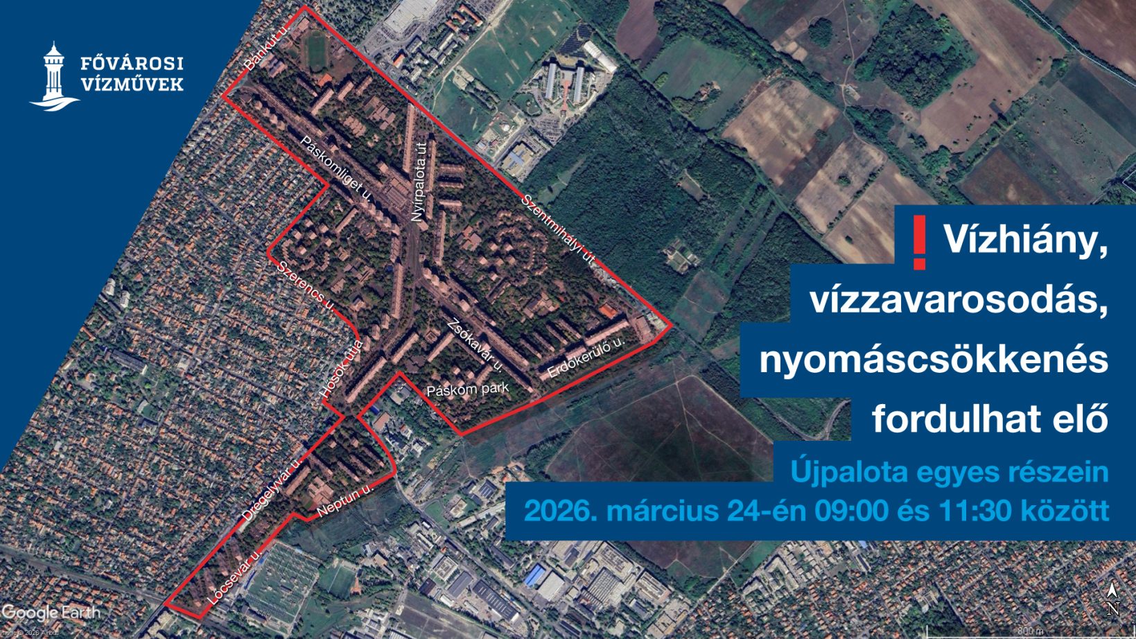 Vízzavarodás helyszínei térképen