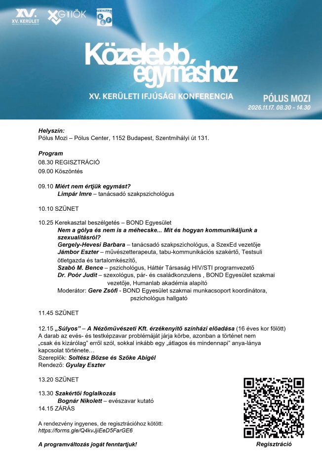 Közelebb egymáshoz – XV. Kerületi Ifjúsági Konferencia